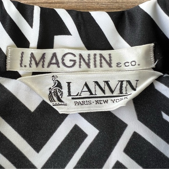Vintage Lanvin I. Magnin Geometric Floral Button Front Blouse Mod Flowers Medium - Picture 14 of 16